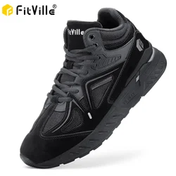 FitVille Men's High-Top Basketball Shoes Widened Lightweight Casual Sneakers Breathable For Male Swollen Feet Relieve Pain