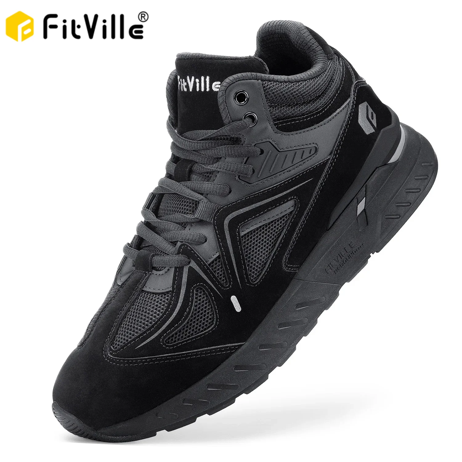 FitVille Men's High-Top Basketball Shoes Widened Lightweight Casual Sneakers Breathable For Male Swollen Feet Relieve Pain