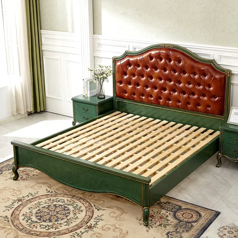 Massivholzbett, Doppel-Ehebett, einfaches Hauptschlafzimmerbett, 1,8 m, 1,5 m, leichter Luxus