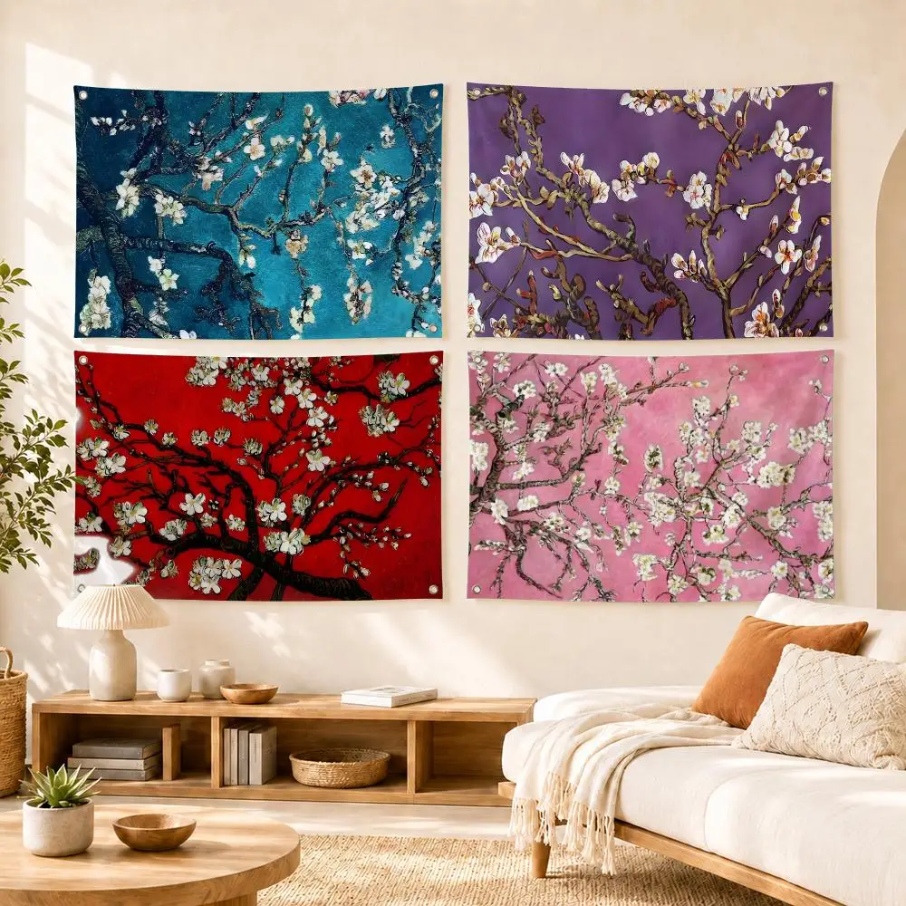 Vincent Van Gogh Almond Tree Flags Flag Soft skin-friendly Durable Tapestry Outdoor party Home living room bedroom Decoration