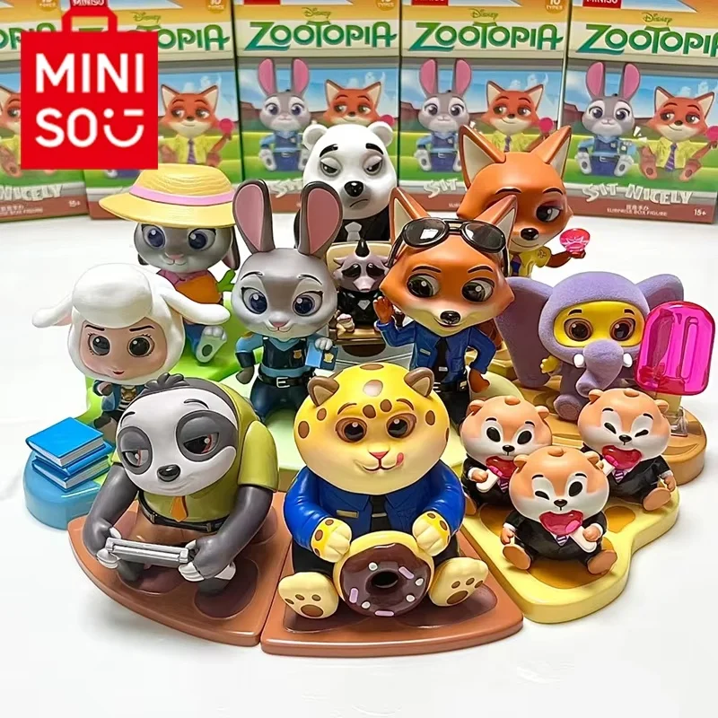 Miniso Disney Zootopia Judy Hopps Sloth Nick Wilde Sit Obediently Series Blind Box Mysterious Surprise Box Cute Model Guess Toy