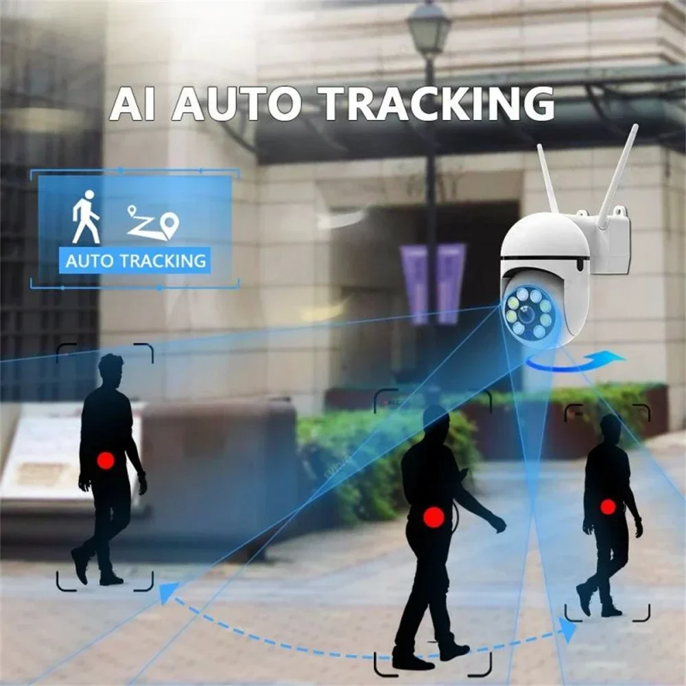 Caméra de permission PTZ Wifi 8MP, Dispositif de Sécurité Sans Fil, avec Détection de Mouvement Intelligente, Audio Bidirectionnel, Moniteur pour Bébé à Domicile