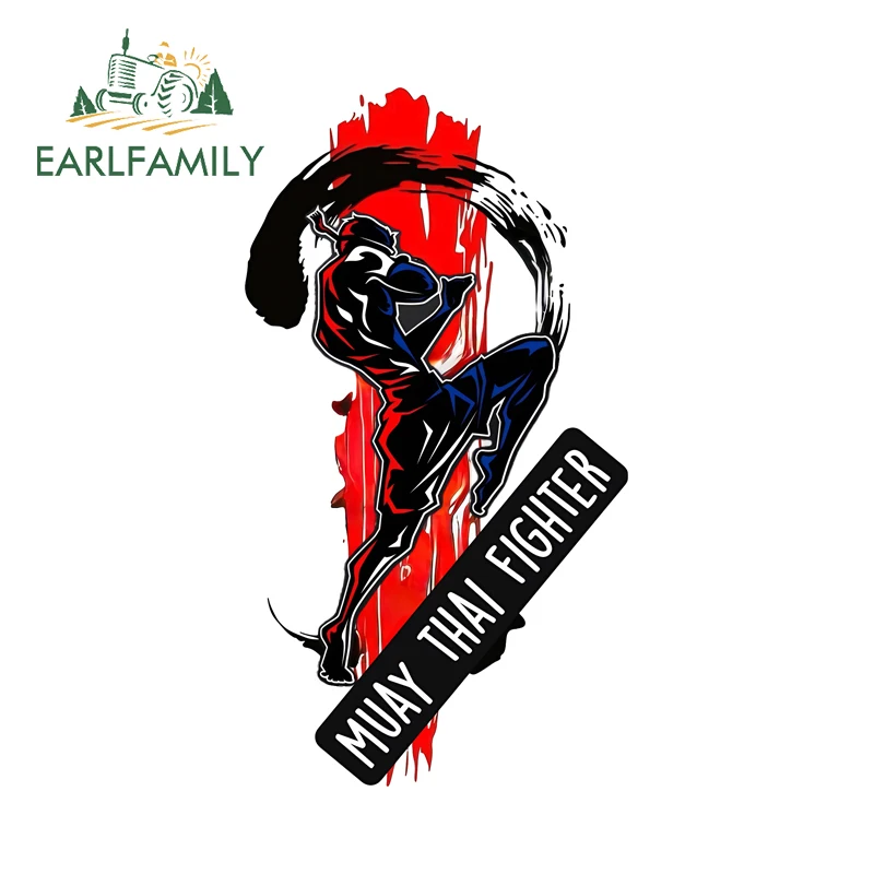 

EARLFAMILY Muay Thai Fighter Fine Decal Car Door Protector Creative Martial Arts Sticker Vinyl Material Personality Motorcycle