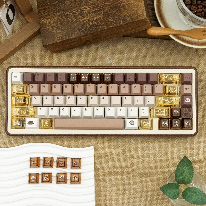 

A Cup of Coffee Theme Keycaps Set Customized Cherry Profile PC Sublimation Keyboard KeyCaps for Mechanical Keyboard Accessories