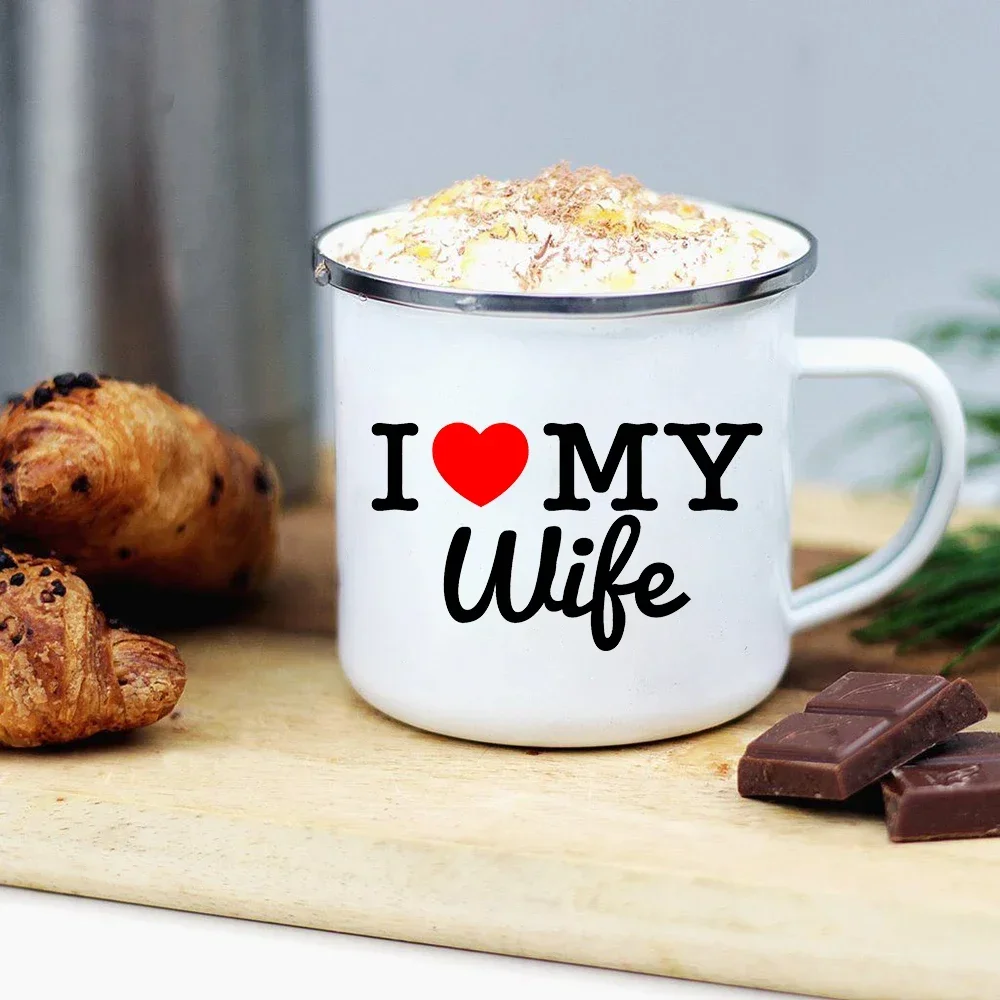 Creative Mug I Love My Wife Husband Lovers Enamel Coffee Mugs Bachelorette Party Wine Beer Drink Juice Cups Bridal Marry Gifts