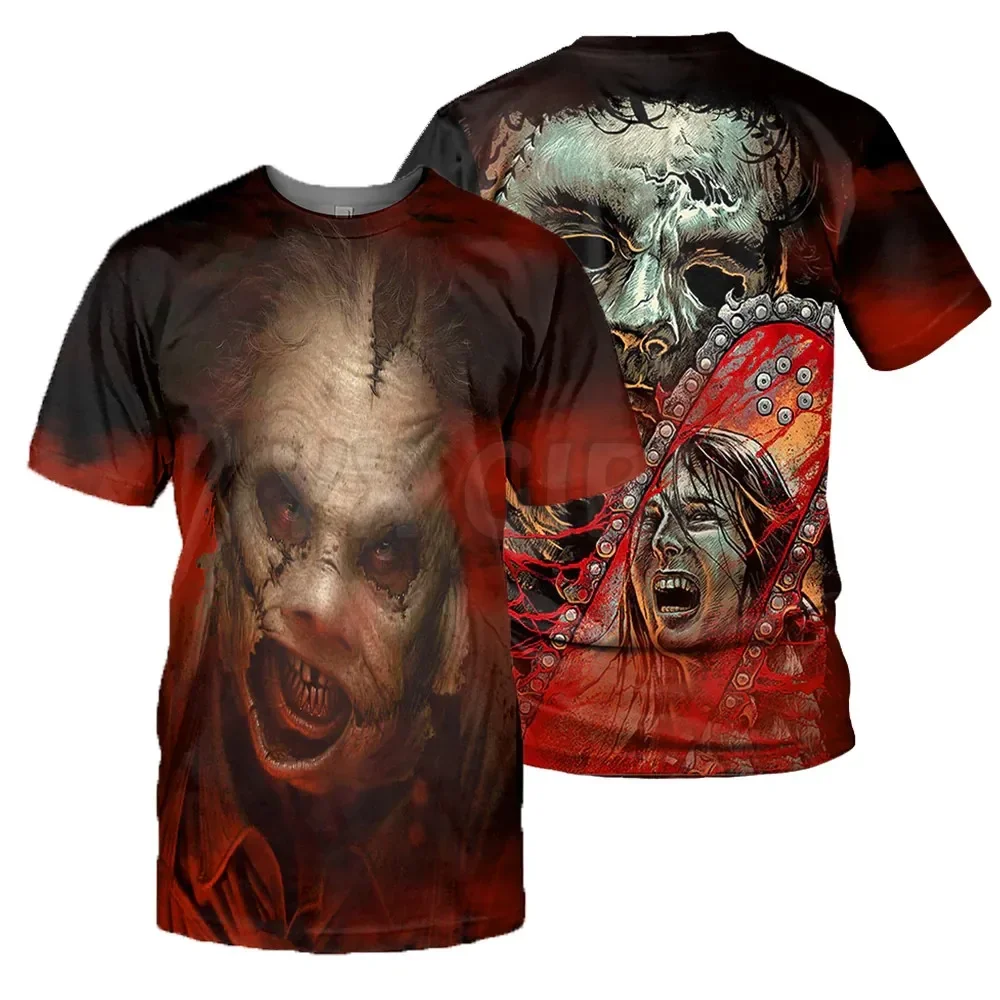2024 Summer Leatherface Horror Halloween  3D All Over Printed T Shirts Tee Tops shirts Unisex Tshirt