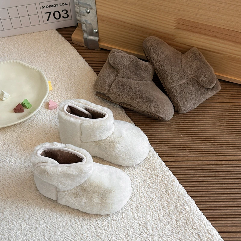 Baby Girls Boys Snow Boots Autumn Winter Children Warm Plush Ankle Boots Student Soft Sole Anti-slip Toddler Kids Outdoor Shoes