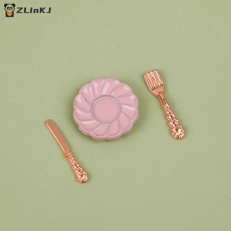 ▶1:12 Dollhouse Decor Toy with Utensils (Knife Fork Spoon Plate Set )-Kitchen Furniture Scene Model &  Miniature Decorative Gift view 6