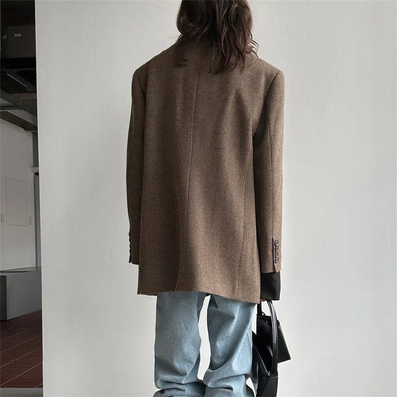 Jenny & Dave Winter Nieuwe Blazers Dames Scandinavische Minimalistische Stijl Losse Jas Hoge Kwaliteit Wol Vintage Blazers Dames