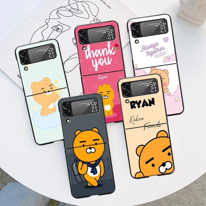 For Samsung Galaxy Z Flip 3 5G Black Hard PC Phone Case Luxury Bumper ZFlip3 Fashion Fall Prevention Cover Ryan Cartoon Funda