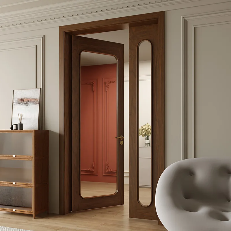 Nuovo legna cinese vento vernice in legno massello porta della camera da letto porta della camera da letto in noce nera doppia porta aperta per madre e bambino