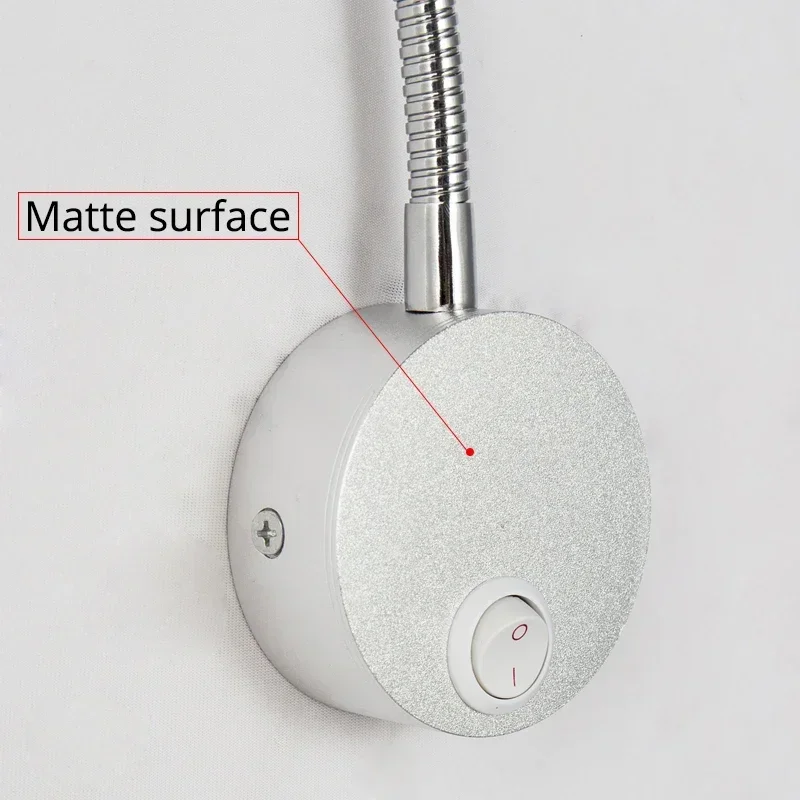 6W LED Bedroom Wall Light Bedside Reading Lamp with Knob Switch Aluminum Body 360 Degree Adjustable Angle for AC90-260V
