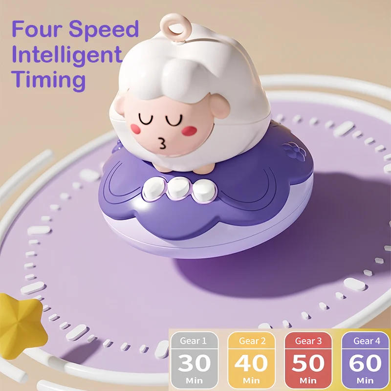 360 °   الأغنام الموسيقية سرير الطفل المحمول الدورية لينة ضوء السرير جرس لعبة أربع سرعات توقيت معلقة الرضع حديثي الولادة السرير هدية