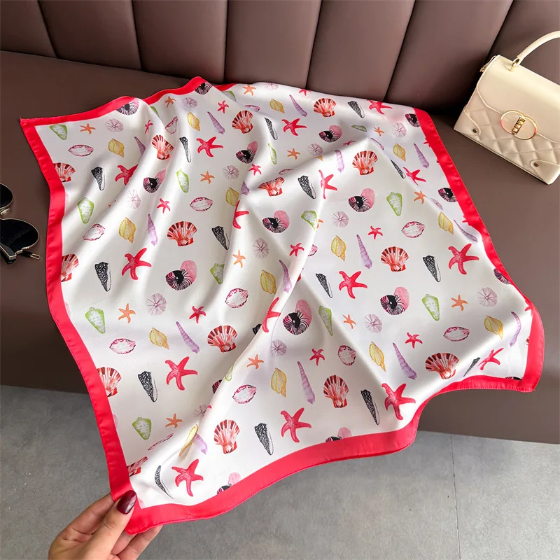 Nowa miękka satynowa apaszka damska z nadrukiem na rok 2025, chustka, bandana, hidżab, chustka na szyję, szal, apaszka, letnia opaska do włosów, foulard, dla kobiet