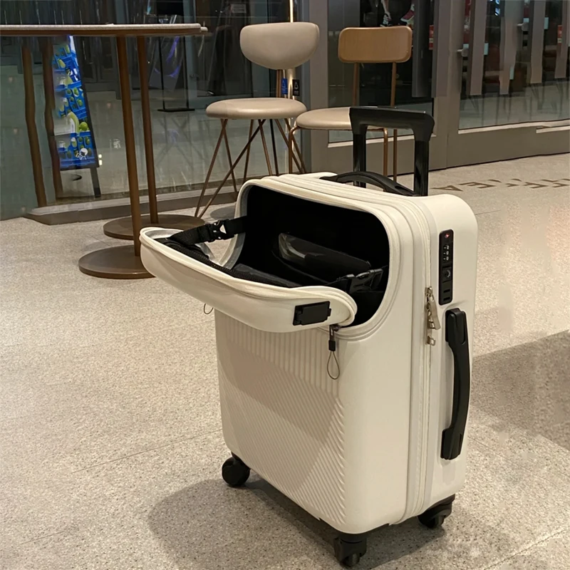 

Opening boarding suitcase men women 20/24/26 inch lightweight trolley travel luggage fashion USB charging luggage