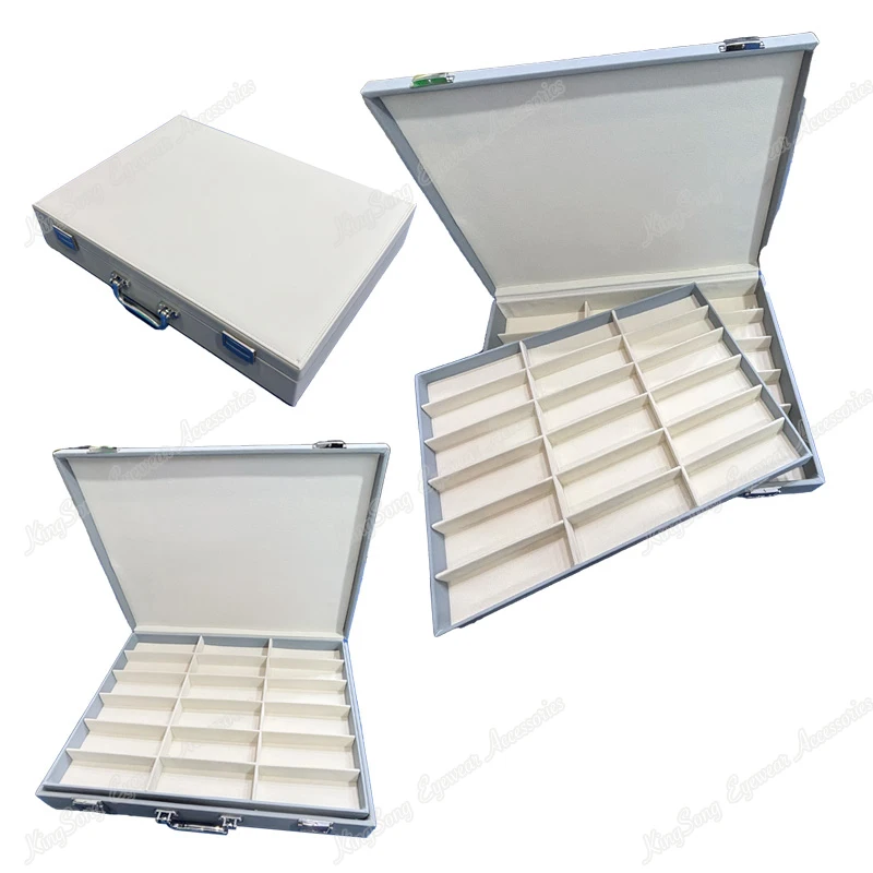 Handheld PU Microfiber Leather Eyeglass Storage Briefcase w/36 positions
