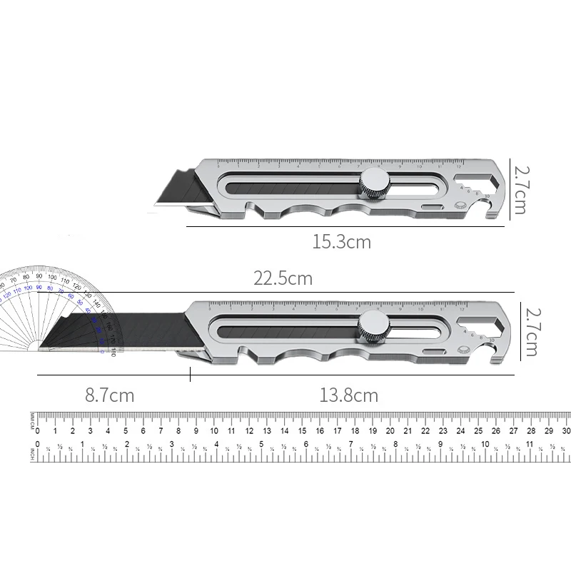 Stainless Steel Utility Knife 6 In 1 Multi-Function Opener Retractable Box Cutter Portable Office Home Courier Unboxing Knifes