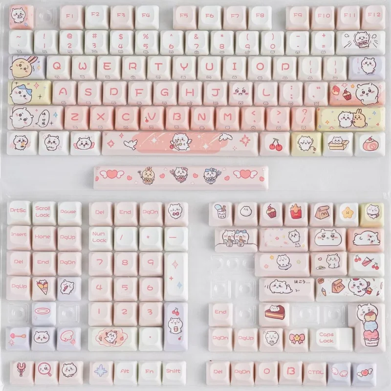 Cute Anime Chiikawa Keycaps Side-Engraved PBT Dye Sub Cross Switch Mechanical Keyboard Comfortable Grip Wear-resistant Exquisite