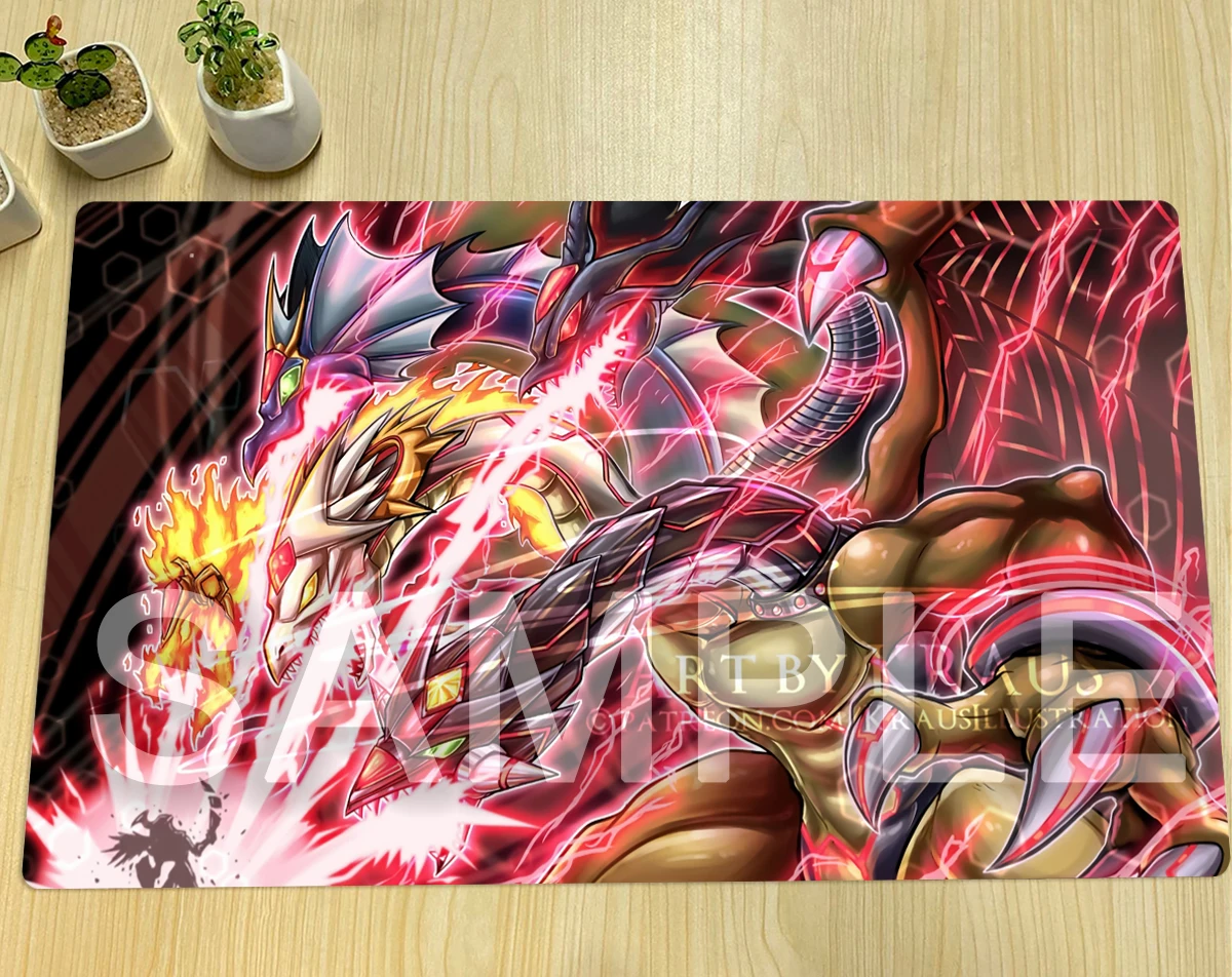 YuGiOh Playmat Five-Headed Link Dragon TCG CCG Mat Free Bag Board Game Table Pad Trading Card Game Mat Rubber Mousepad 60x35cm