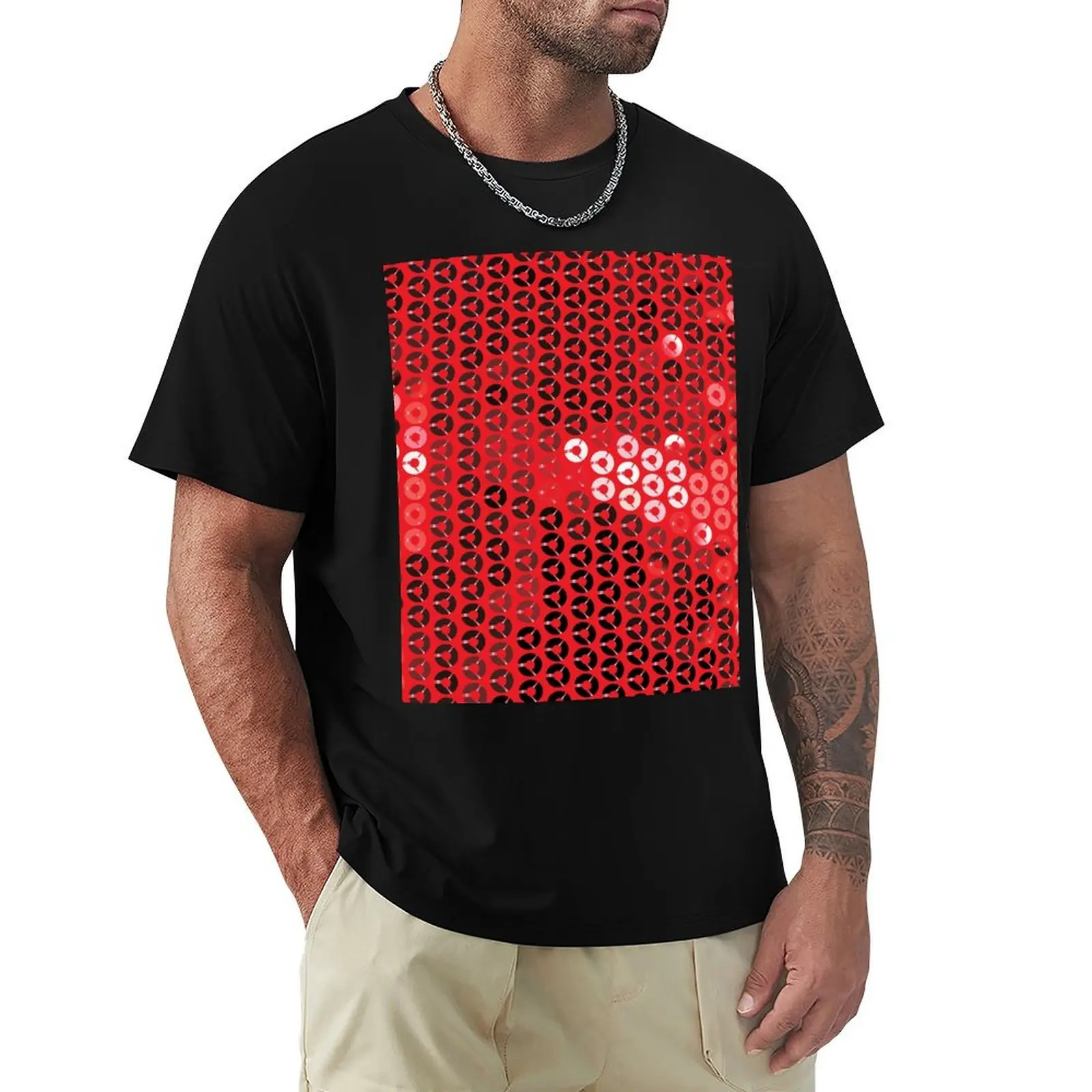 

shiny red sequins print T-Shirt boys whites cotton graphic tees T-shirts oversize funny t shirts men