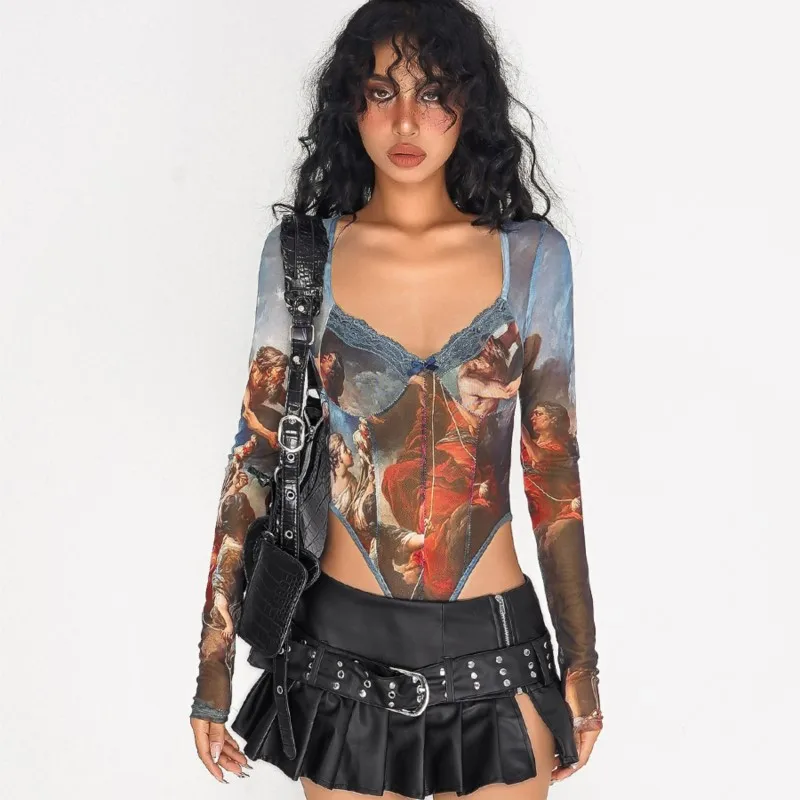 Printed T-shirt Women's Bottoming Shirt Sexy