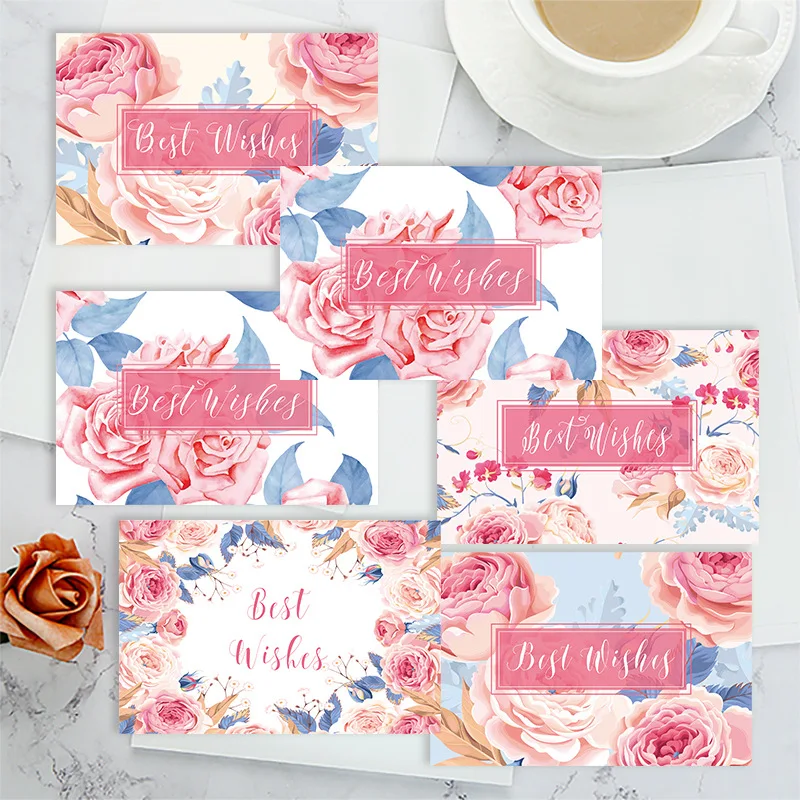 

Flower Greeting Cards Best Wishes Message Thank You Cards 6 Greeting Cards with Envelope Seal Stickers Blessings for Friendship