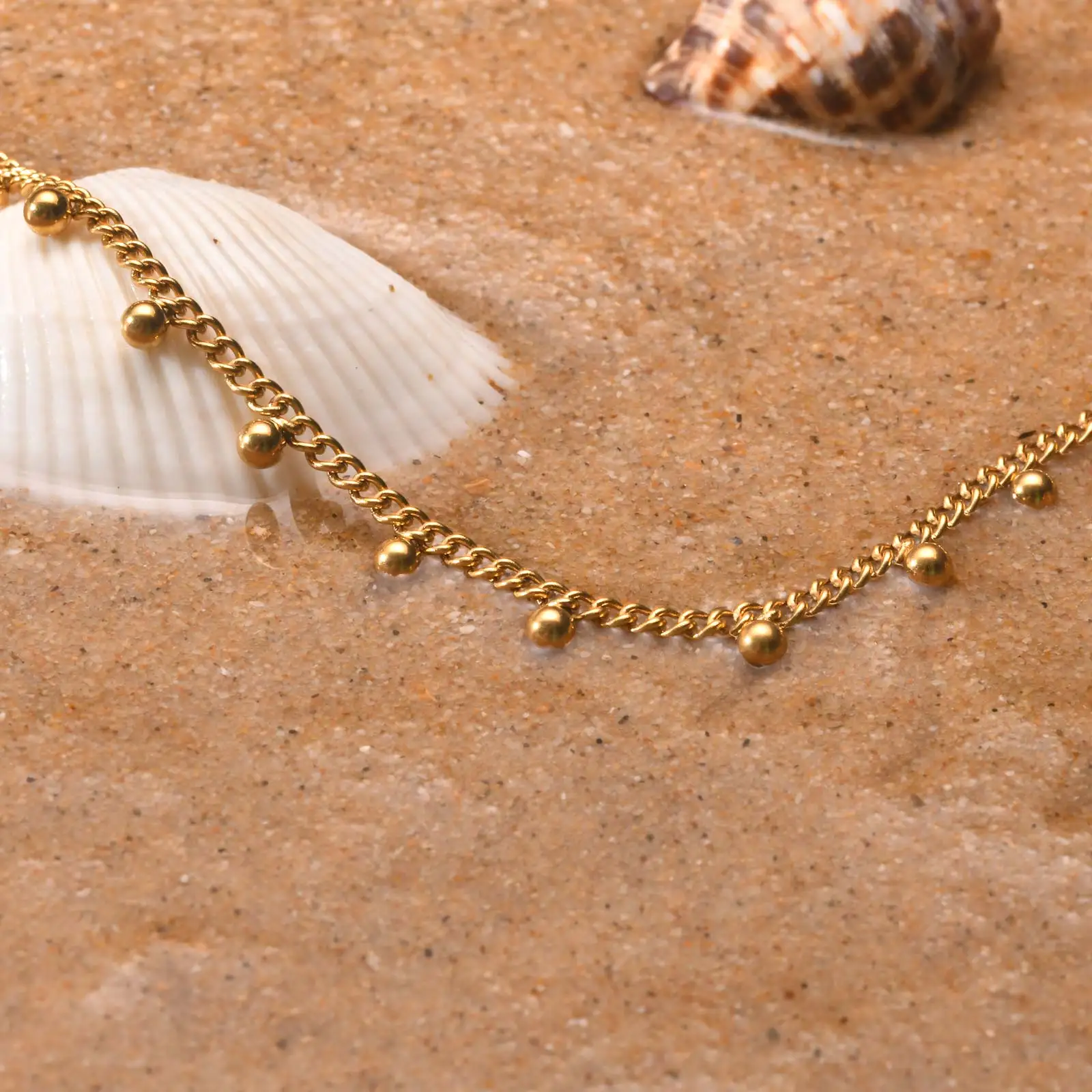 سوار خلخال على أرجل من الفولاذ المقاوم للصدأ، مقاوم للماء وقابل للتعديل على الشاطئ، كرة مطرزة كوبية، مجوهرات صيفية للقدم بوهو للنساء #4