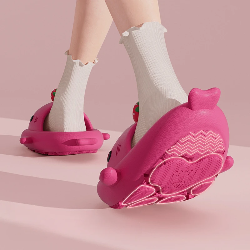 2026 New Shark Slippers Women Men Summer Shoes Cute DIY Strawberry Indoor Street Sandals Girls Boys Beach Shower Slides