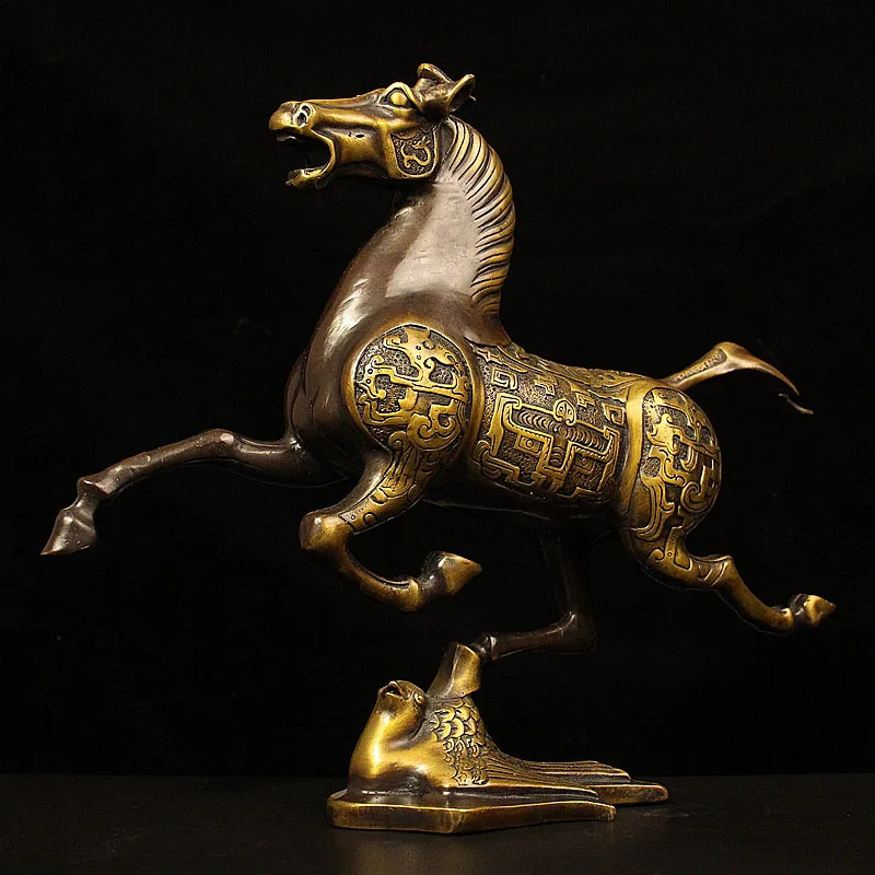 Brass Galloping Ornament Antique Bronze Running Horse Home Office Craft Decoration Store Opening Gift