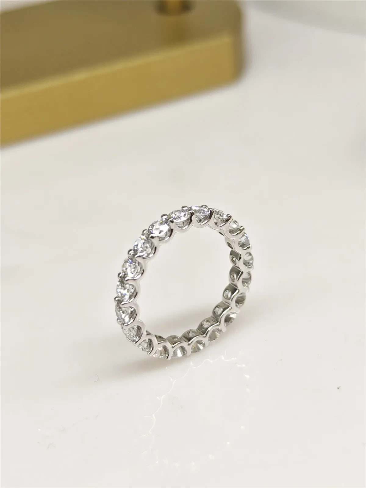 

14K Solid Gold Lab-Grown Diamond Full Eternity Ring with Moissanite, 4MM Wide, Engagement Ring Custom Wholesale