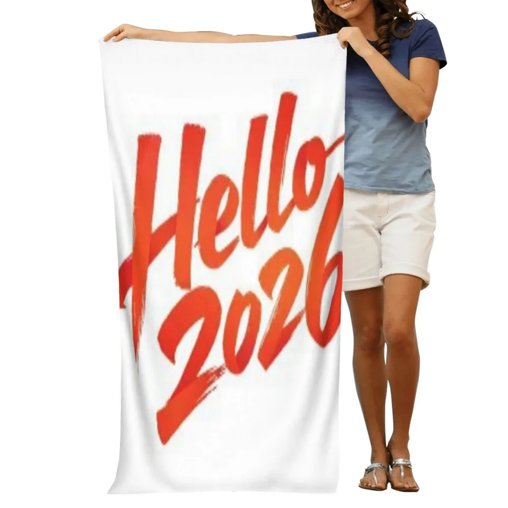 Hello 2026 Beach Towel Patterned Sunscreen And Windproof Suitable For Swimming Pool Camping Travel Blanket