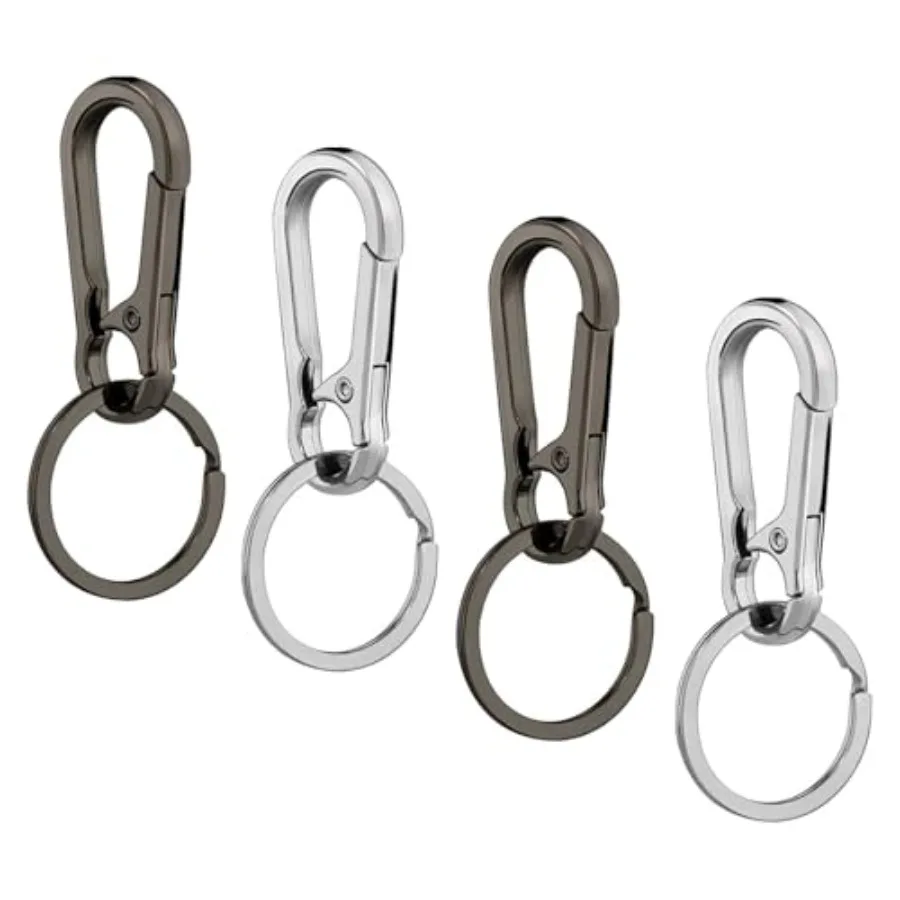 

Metal Keychains with Key Ring Holders 4-Piece Set for Home, Car Keys and Key Finder, Durable Key Organizer, Silver and Dark Gre
