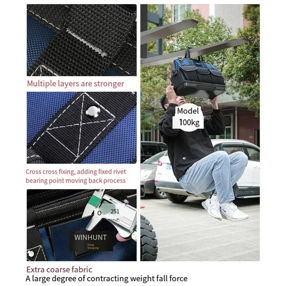 Waterproof Tool Bag Large Multi-Function with Multi Pockets Heavy Duty Tool Pouch Bag Organizer Anti-Fall Tool Tote Storage Bag