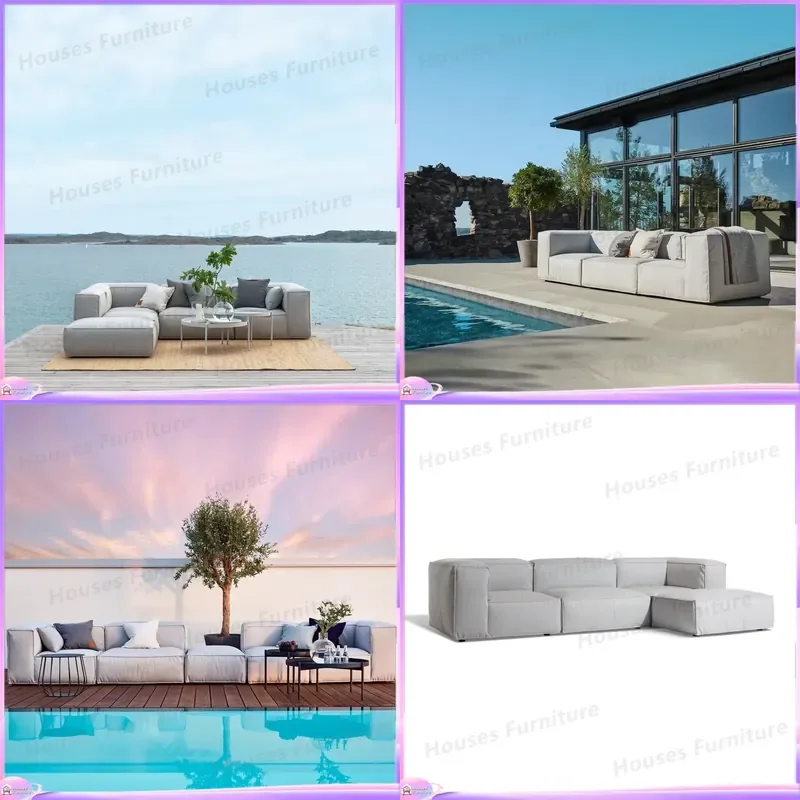 Waterproof Quick Drying Aluminum Outdoor Sofa Set Fabric Cushion Patio Furniture for Courtyard Apartment Garden Lawn Seating