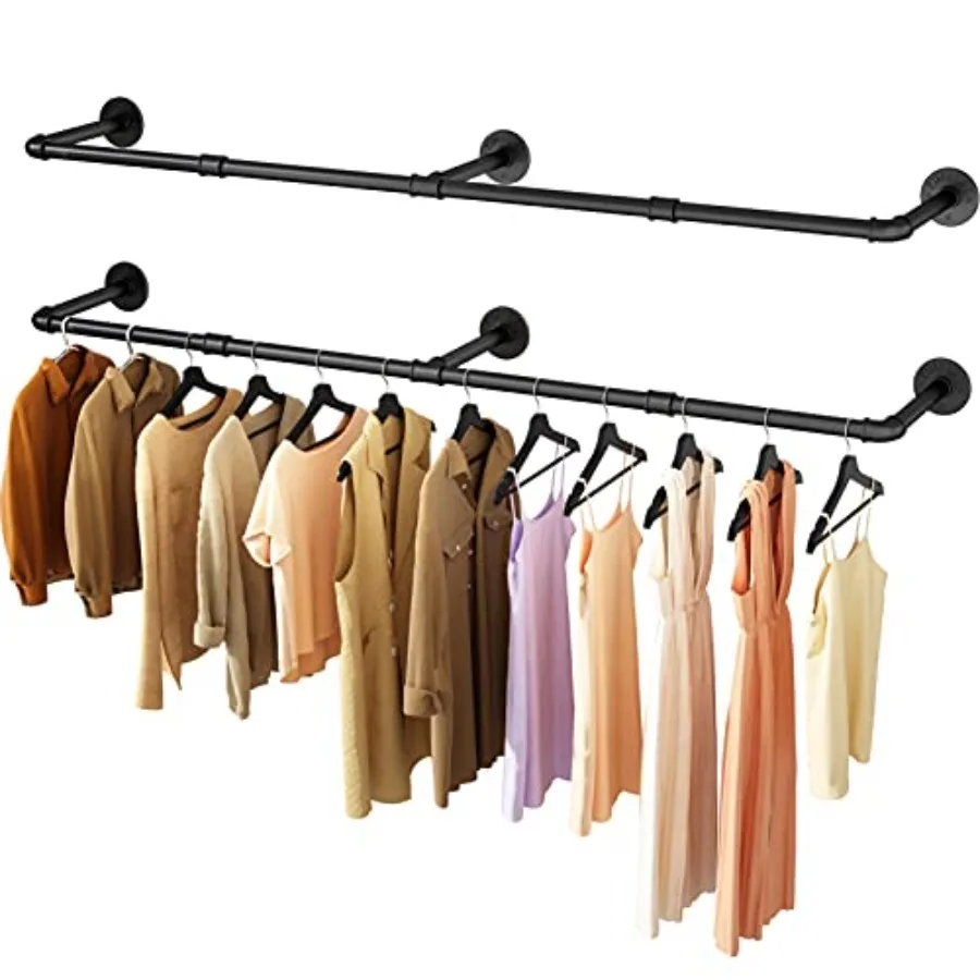 

Wall Mounted Clothes Rack 5.6in, Industrial Pipe Clothing Racks Wall Mount, Heavy Duty Detachable Iron Garment Bar, Saving Spac