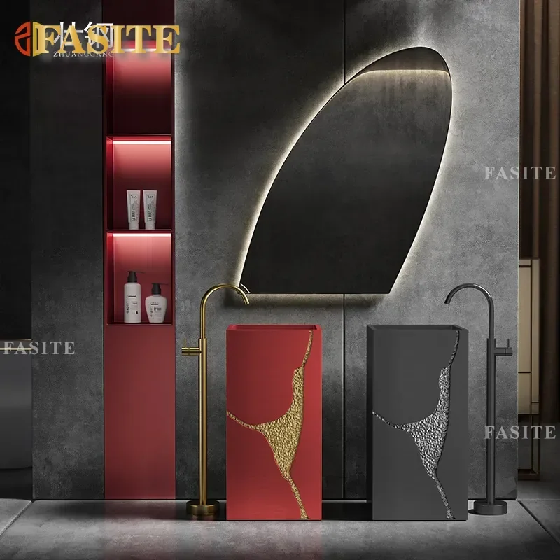 for Bright Brushed Thick Edge Stainless Steel Column Basin Hotel Creative Washbasin Art Basin