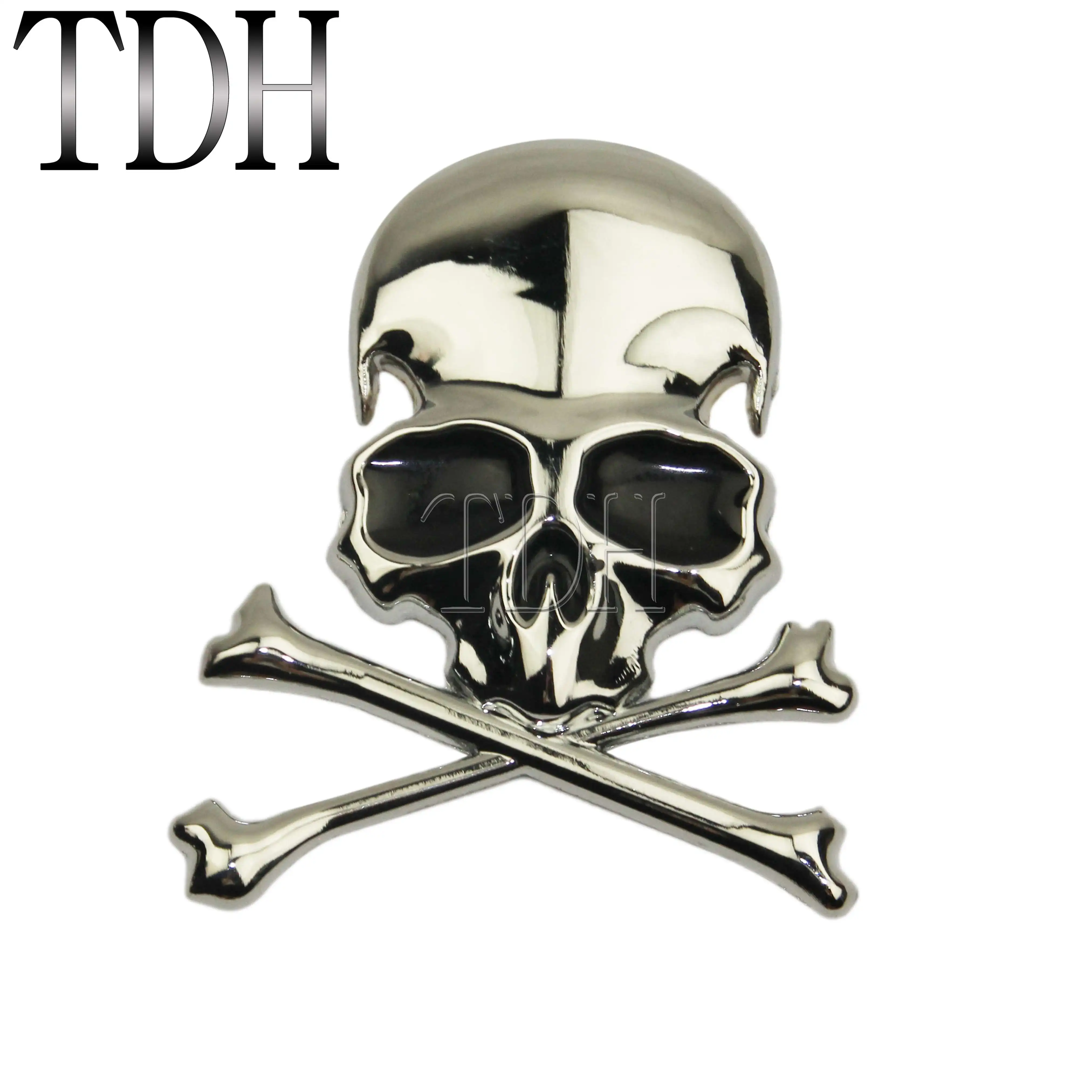 3D Chrome Metal Skull Skeleton Car Trunk Tailgate Emblems Badges Decal Sticker For Harley Chopper Bobber Custom Honda BMW Suzuki