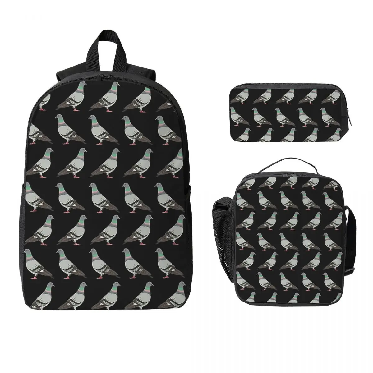 

Pigeon Walk Backpack Student Boys Girls BookBag School Bag Computer Shoulder Bags 3ps Insulated Lunch Bag Pencil Case