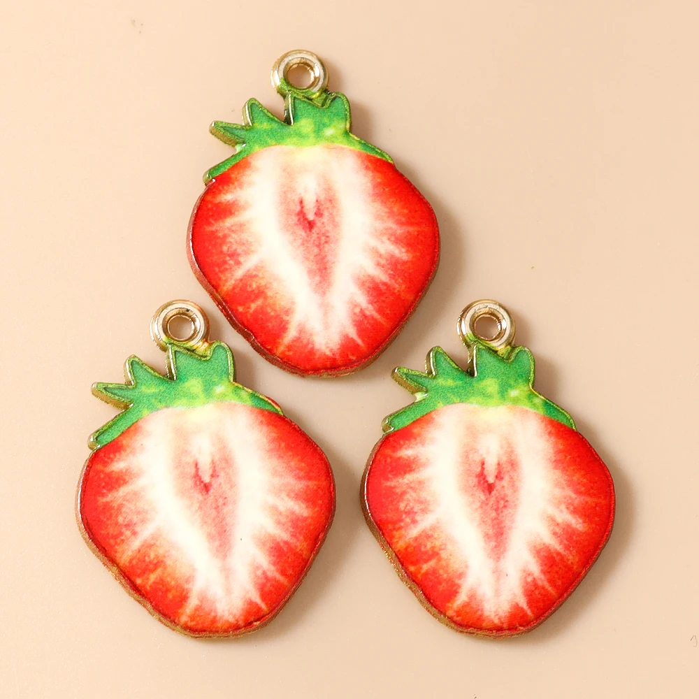 Leslie 20 Stück Charms Frucht Wassermelone Apfel Erdbeere Zitrone Anhänger für DIY-Bastelarbeiten Handgemachter Modeschmuck – Detail 19
