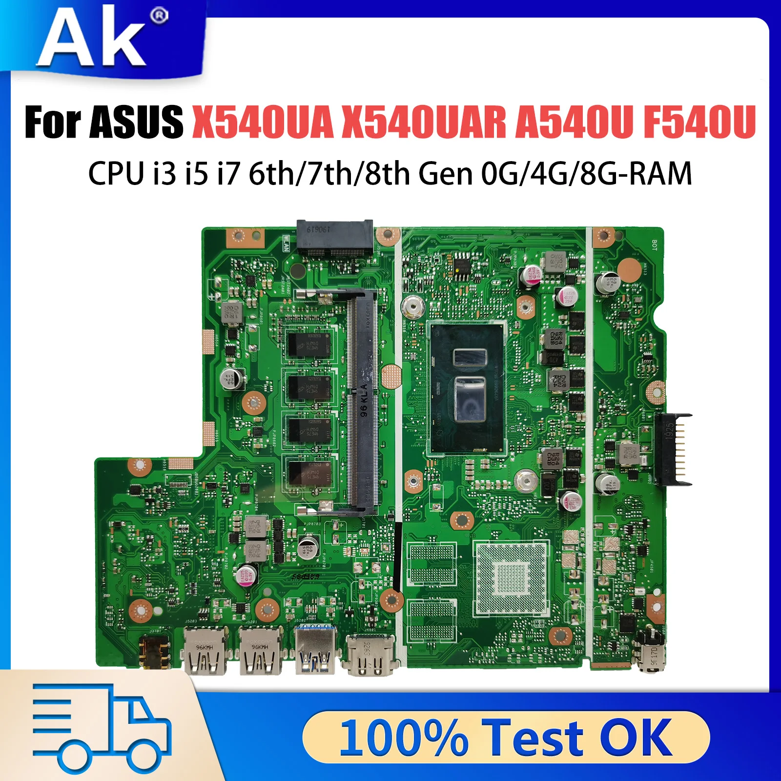 X540UA Laptop płyta główna dla ASUS X540UAR X540UV A540U F540U X500U K540U X543U P540U R540U Mainbaord i3 i5 i7 0G/4G/8G-RAM