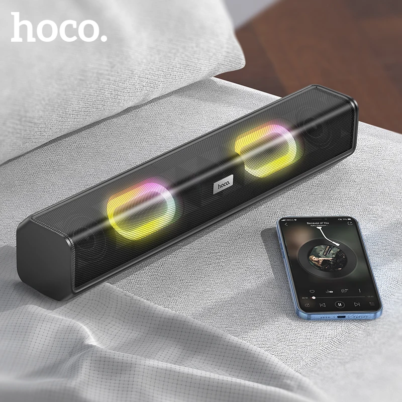 

HOCO Wireless BT Speaker Desktop Multimedia Speaker Colorful Light Effect True Wireless Stereo Sound Support TF Card for Macbook