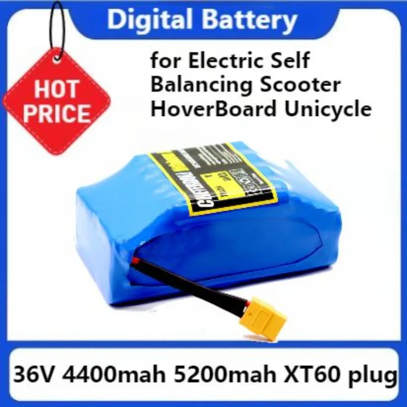 

18650 Battery Rechargeable Lithium ion Battery for Electric Self Balancing Scooter HoverBoard Unicycle 36V 4400mah XT60 plug