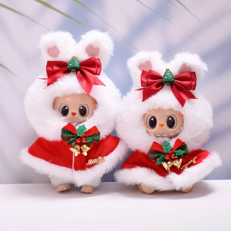 

Для V1 V2 V3 кукла Labubu, одежда, рождественские наряды, новогодняя рождественская накидка с заячьими ушками, кукольная одежда, аксессуары для кукол