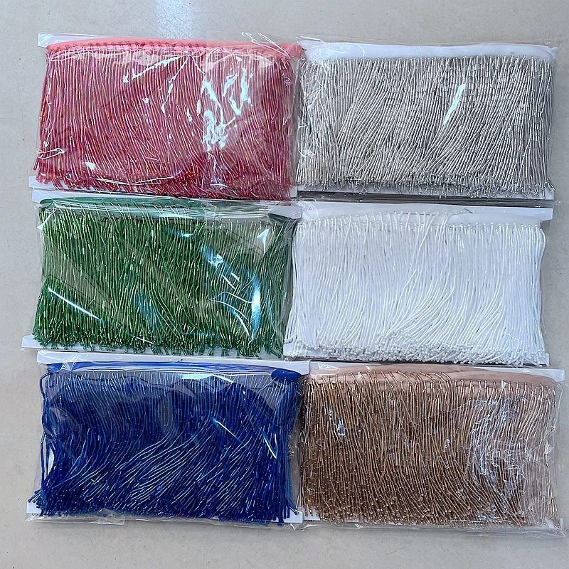 

1-5 ярдов/лот, кружевная тесьма ручной работы с бахромой из стеклянных бусин, ширина 10 см, для свадебных и вечерних платьев, аксессуары для одежды