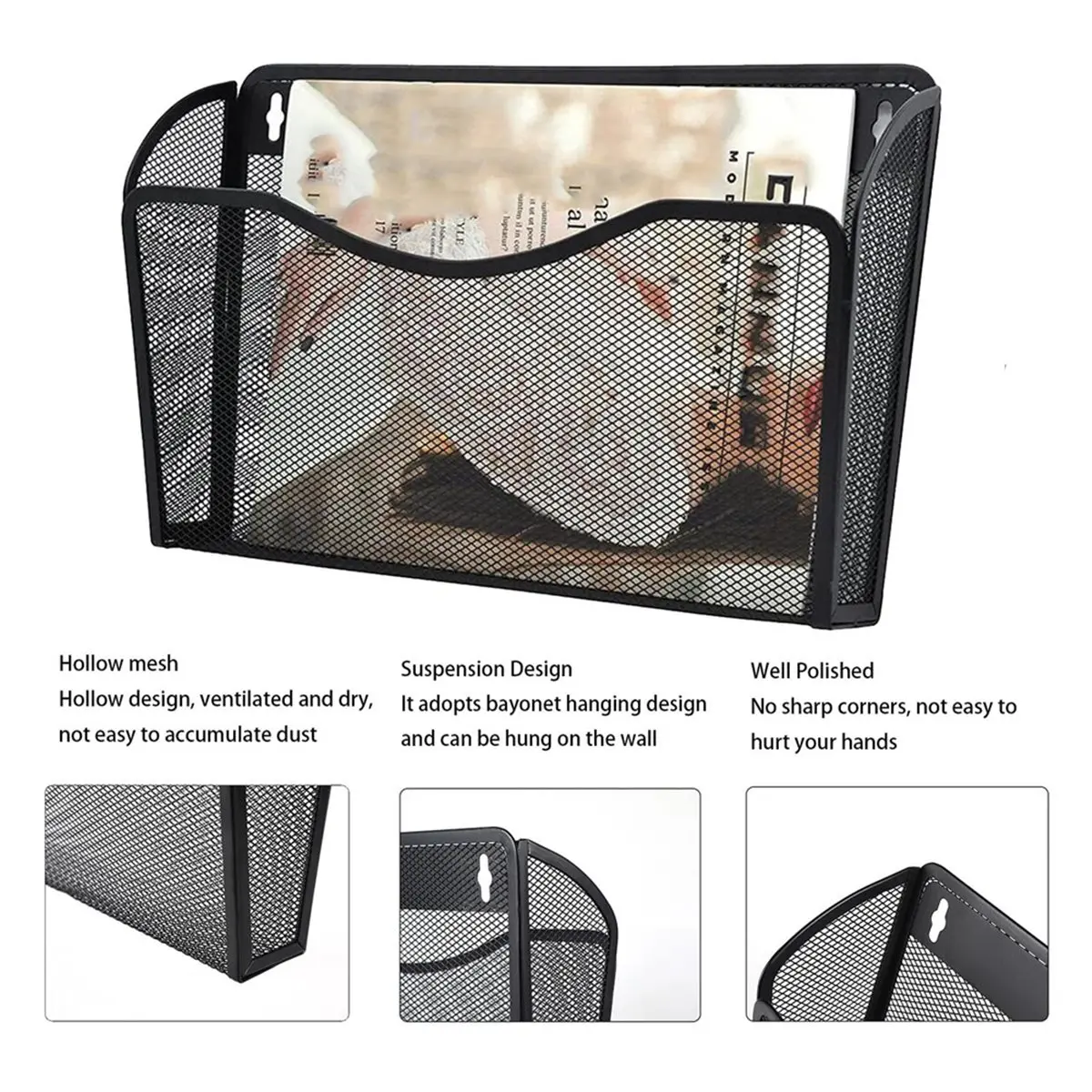 

2026 Новый настенный органайзер для файлов из 3 упаковок, сетчатый подвесной металлический вертикальный настенный держатель для файлов для офиса/дома