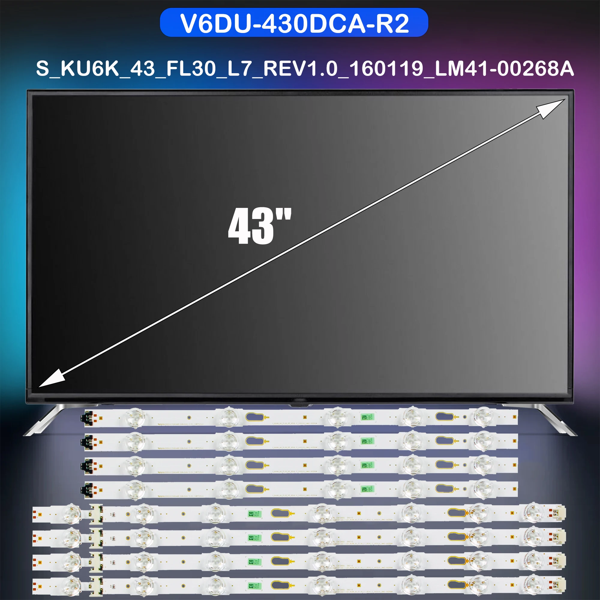 

Светодиодная лента подсветки для UE43MU6120W UE43MU6122K UE43MU6125K UE43MU6170U UE43MU6172U UE43MU6175U UE43MU6179U UE43MU6190U