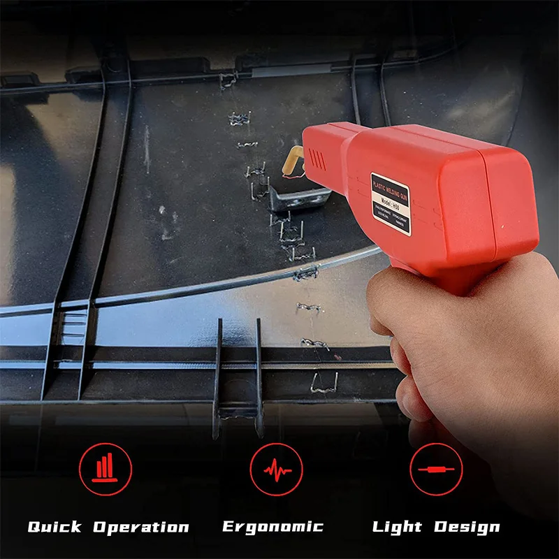 Red Plastic Welder 50W Hot Nail Gun With 200/1200 Nails Car Bumper Repair Kit Cracking Tool Garage Nailer PVC Machine Welding