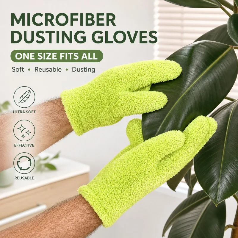 Reusable Dusting Gloves One Size Fits All Soft Cleaning Wash Mitt Effective Duster Tool For Home Kitchen Plant Car Furniture