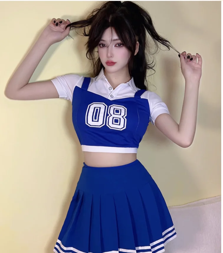 Student group sports meeting dance costumes, female cheerleading group dance performance set