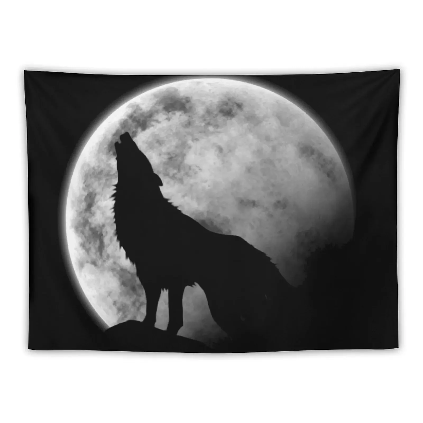 

Wolf on the moon Tapestry Wall Coverings Room Decorating Aesthetic Tapestry